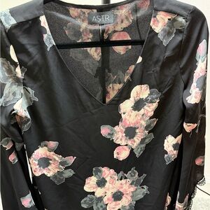 ASTR Black Floral Blouse